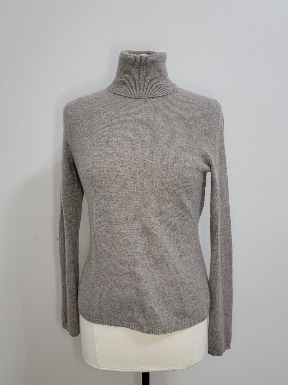 Adrienne Vittadini Heathered Taupe Cowl Neck Sweater